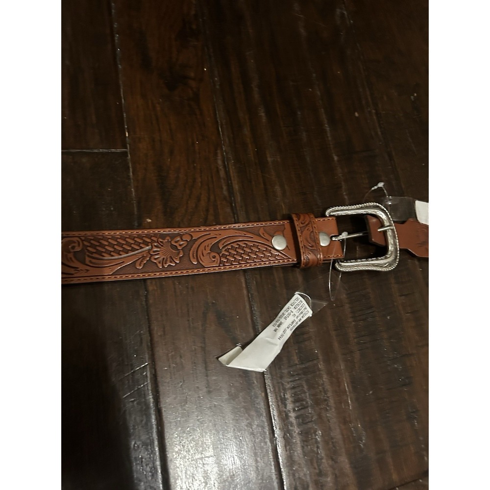 Wrangler 75th Anniversary Tooled Leather Brown Belt SAMPLE Sz 34